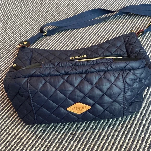 MZ Wallace Navy Quilted Metro Downtown Hobo Shoulder/Crossbody Bag - Picture 3 of 4